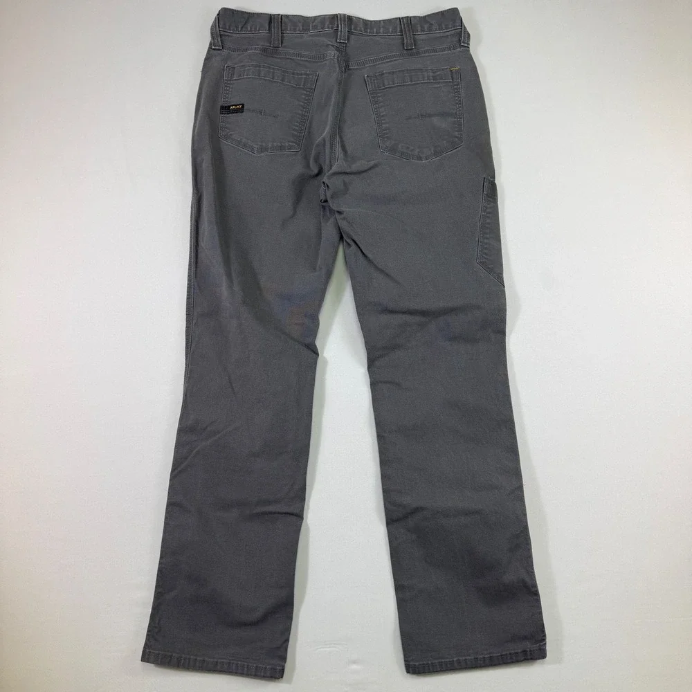 Ariat Rebar M4 Work Pants Mens 34x32 Grey Durastretch Relaxed Straight *Stains